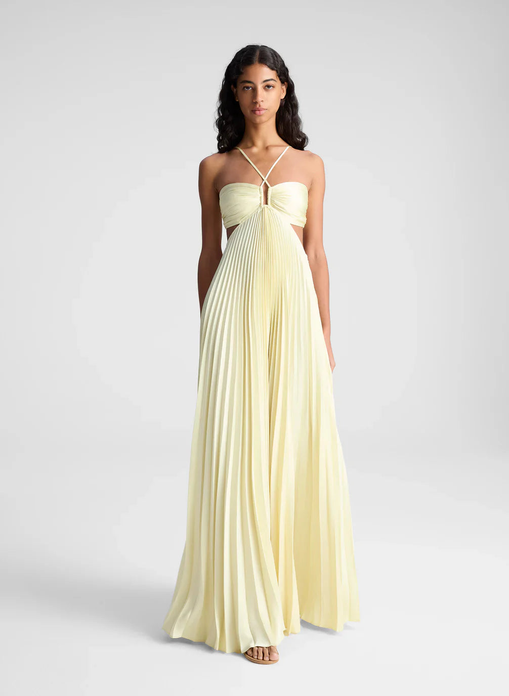 Lauren | Satin Pleated Maxi Dress